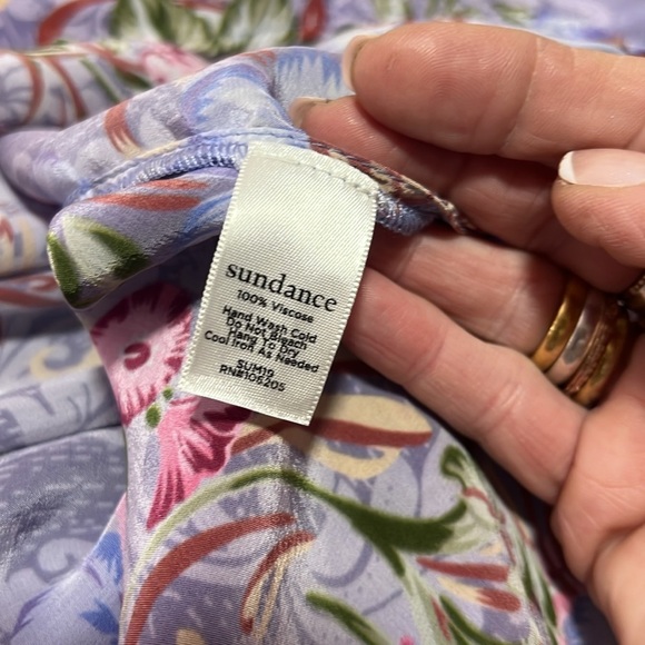 Sundance Lilac Floral Impressions Sheath Dress with Cap Sleeve Size Large - Picture 11 of 11